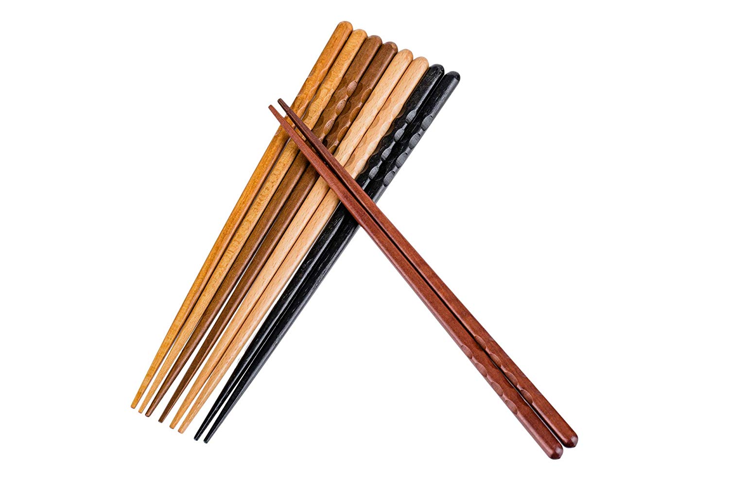 Heim Concept 5 Pair Organic Fancy Hardwood Japanese Reusable Wood Chopsticks