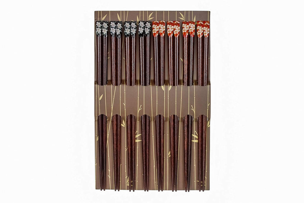 Heim Concept 8 Pair Organic Natural Hardwood Japanese Reusable Wood Chopsticks